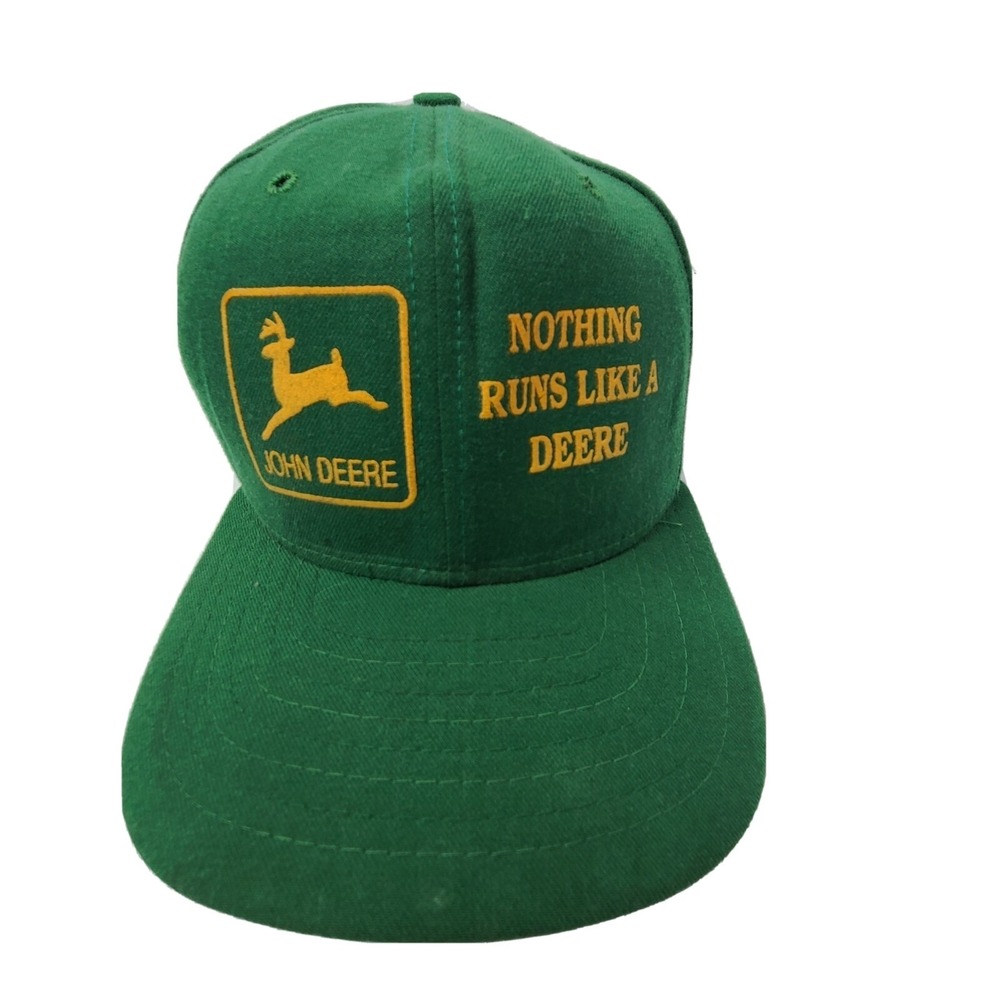 Vintage‎ John Deere New Era Dupon Visor Pro Hat Green Snap Back Made In USA